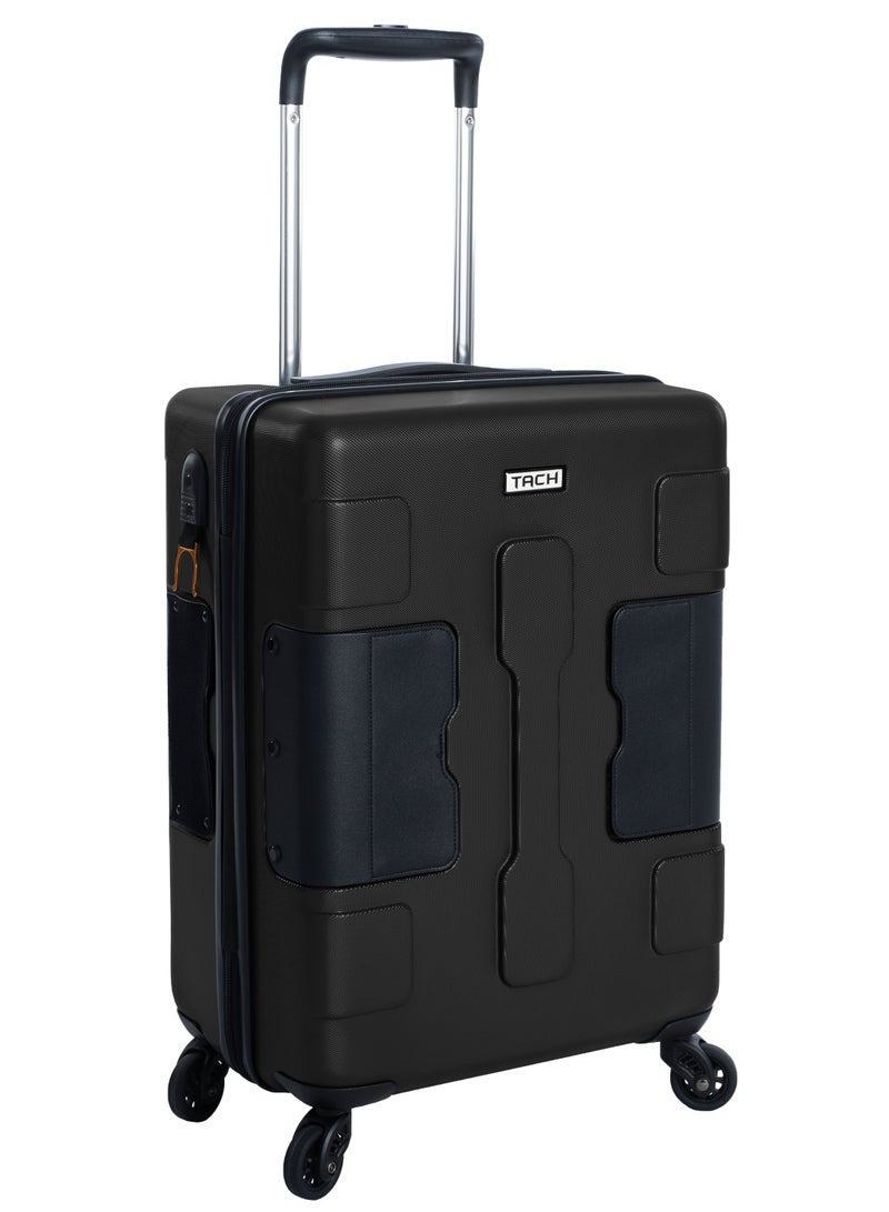 TACH Connectable Hard Case Carry on Luggage Bag with TSA Lock, Charging Port, Water Bottle Holder, 22 Inch, Black - Image 1