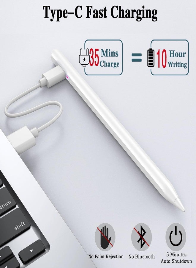 Luntak Stylus Pen for Touchscreen for iOS/Android, iPhone Stylus Pen Fine Tip, High-Precision Tablet Pencil for Android/Samsung/Mi/Huawei/Vivo/Lenovo and Other Android Smartphone and Tablet-White - Image 3