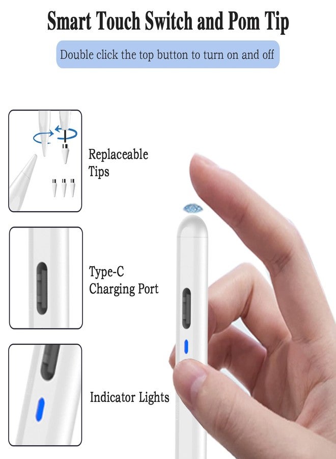 Luntak Stylus Pen for Touchscreen for iOS/Android, iPhone Stylus Pen Fine Tip, High-Precision Tablet Pencil for Android/Samsung/Mi/Huawei/Vivo/Lenovo and Other Android Smartphone and Tablet-White - Image 5