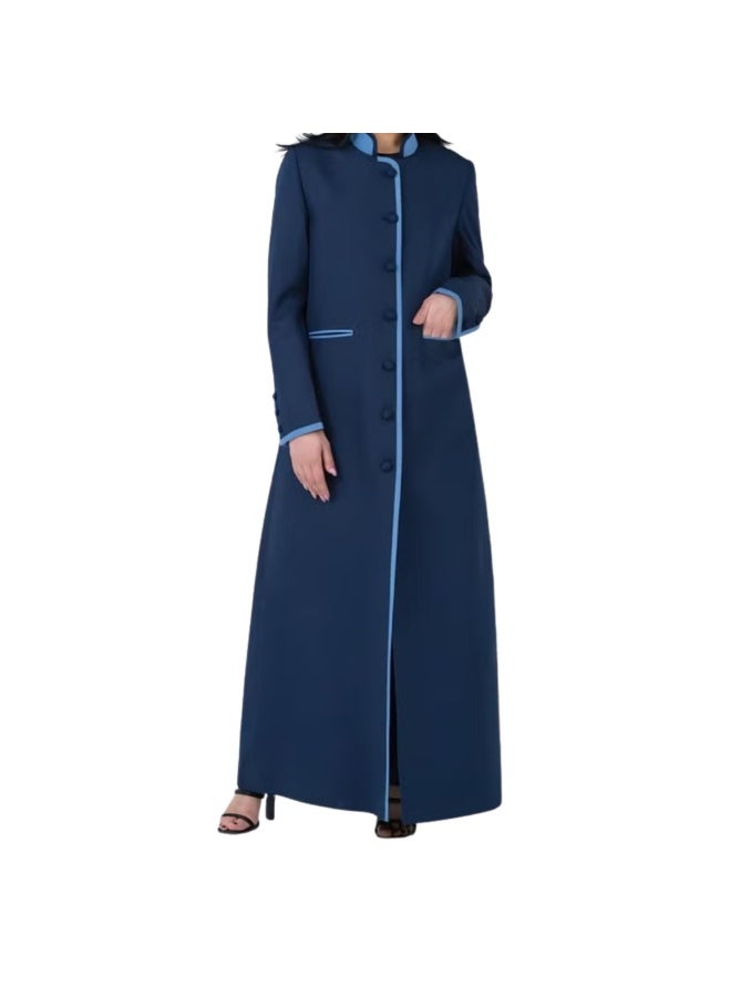 Dakakeen Concept Formal Abaya by Malmas Designer – Abaya for Women - Saudi Style Luxury Women's Abaya - Navy color Size 56 - Image 2