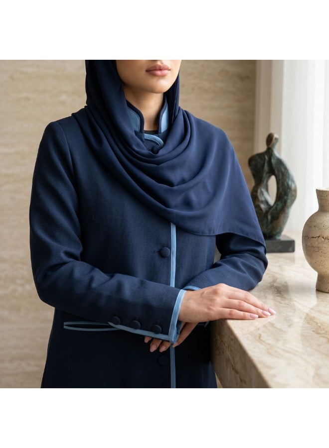 Dakakeen Concept Formal Abaya by Malmas Designer – Abaya for Women - Saudi Style Luxury Women's Abaya - Navy color Size 56 - Image 3