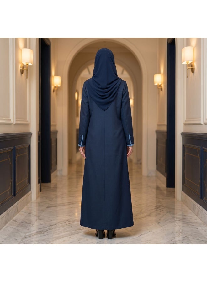 Dakakeen Concept Formal Abaya by Malmas Designer – Abaya for Women - Saudi Style Luxury Women's Abaya - Navy color Size 56 - Image 5
