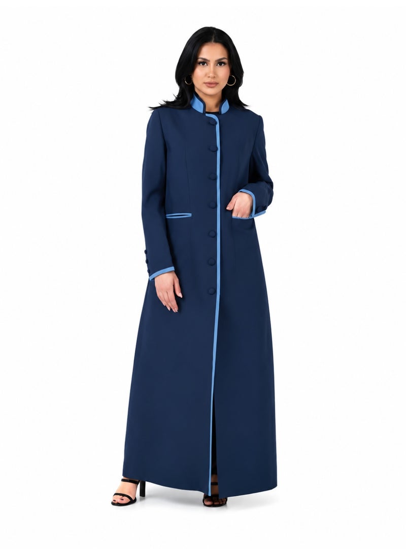 Dakakeen Concept Formal Abaya by Malmas Designer – Abaya for Women - Saudi Style Luxury Women's Abaya - Navy color Size 56 - Image 1