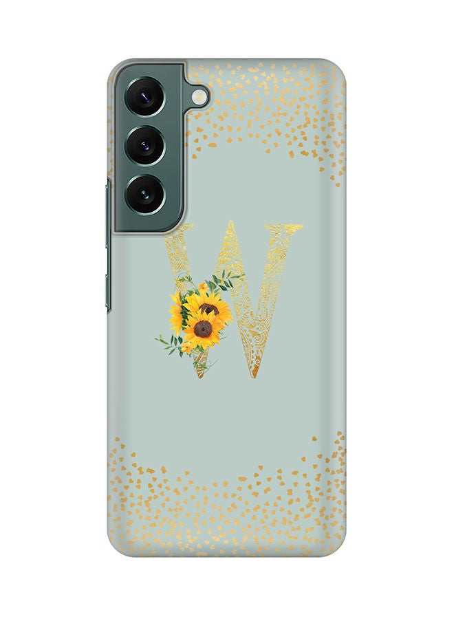 Stylizedd Monogram Slim Cover for Samsung Galaxy S22+ 5G Case Custom Initials Letter Floral Pattern Snap Series Mobile Cover Matte Alphabet  - W (Light Green) - Image 1