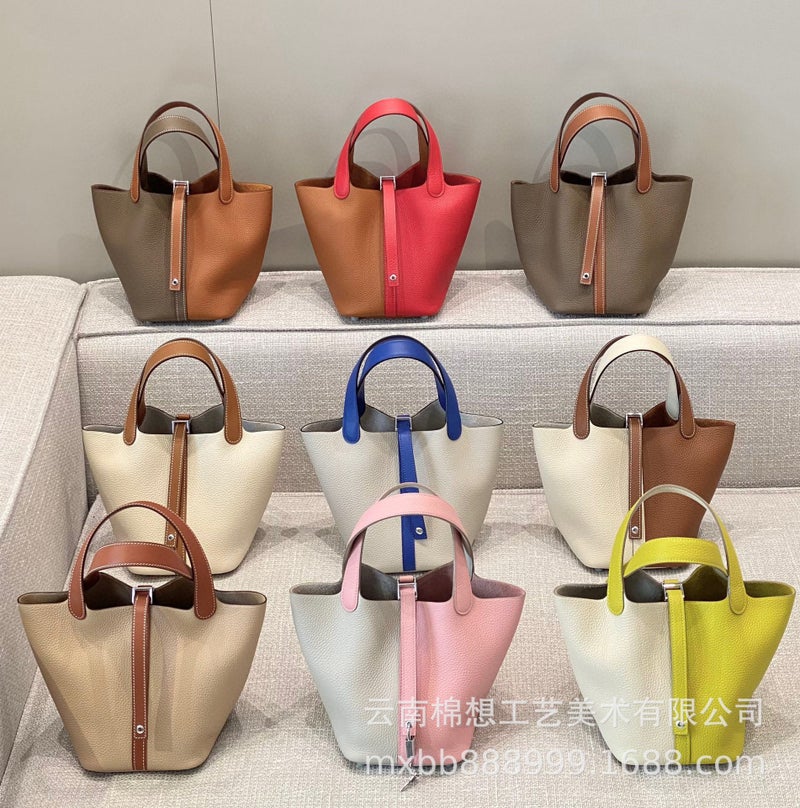 Women'S Basket Bag Trendy Fashion Handbag With Lychee Pattern Korean Style Soft Leather Small Bucket Bag For Women Crossbody - Image 3
