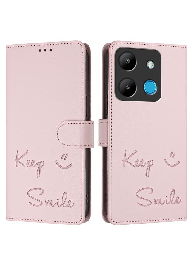 Zaboon Case For Infinix Smart 7 India Smile Embossing RFID Leather Phone Case - Image 3