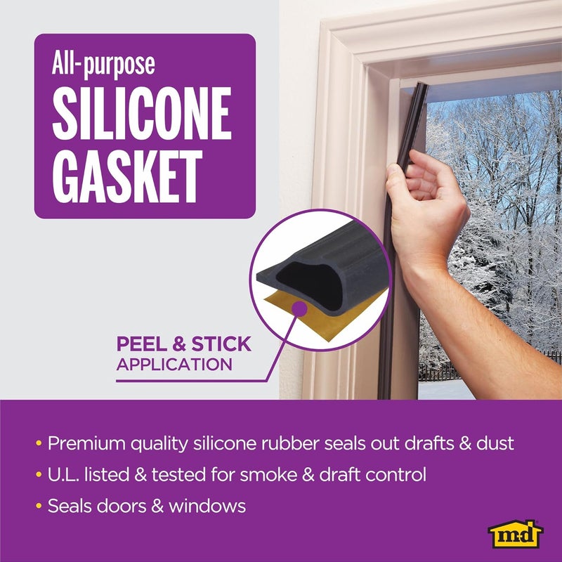 M-D Building Products 68668 Silicone Rubber Gasket Seal for Doors and Windows - 20 ft, Black - Image 3