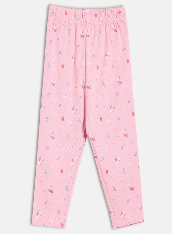 miniklub Cotton Floral Printed Knit Bottoms,Pack of 2, Pink & Lavender(3-6M) - Image 3