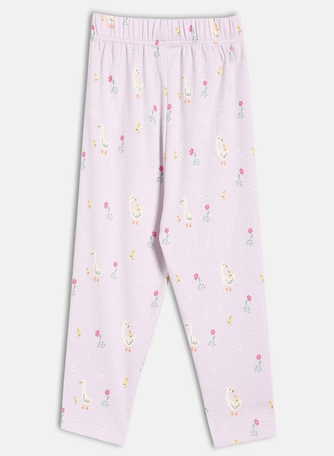 miniklub Cotton Floral Printed Knit Bottoms,Pack of 2, Pink & Lavender(3-6M) - Image 5