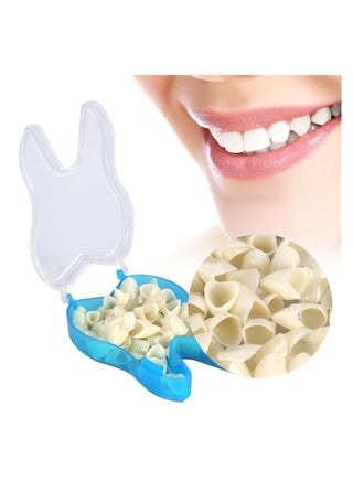 Resin Denture False Teeth 50Pcs Teeth Crown Resin Denture For Patients With Oral Cavity Loss 2 Types Temporary Resistible Crown of Teeth with Different Sizes Oral Care Anterior Crown Front Teeth