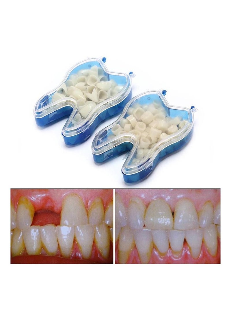 SYOSI - Resin Denture False Teeth 50Pcs Teeth Crown Resin Denture For Patients With Oral Cavity Loss 2 Types Temporary Resistible Crown of Teeth with Different Sizes Oral Care Anterior Crown Front Teeth - Image 1