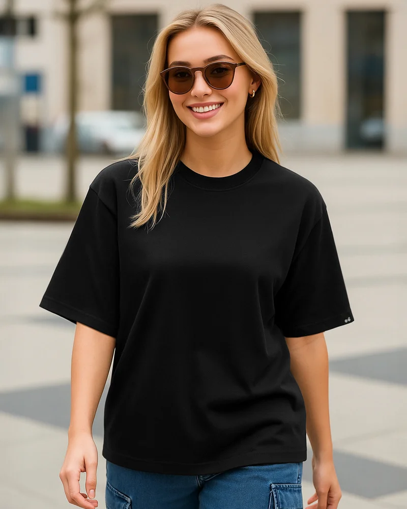 bewakoof Heavy Duty 1.0 Women's Black Oversized T-shirt