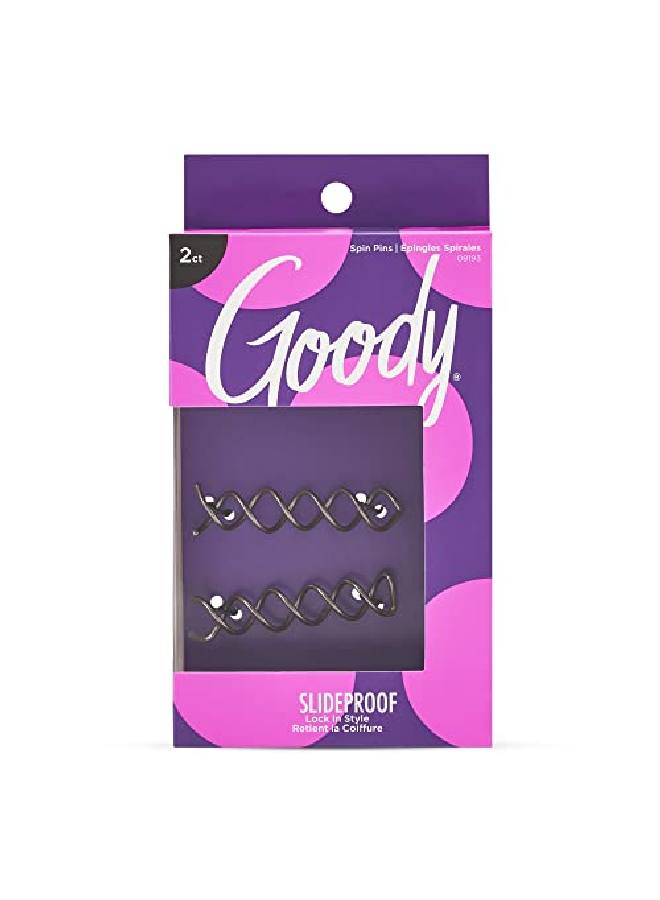 Goody Hair Spin Pin 2 Count Mini Corkscrew Hair Pins For Fast Bun Provides Allday Hold Easy And Quick To Use Painfree Hair Accessories For Women Men Boys And Girls - Image 1