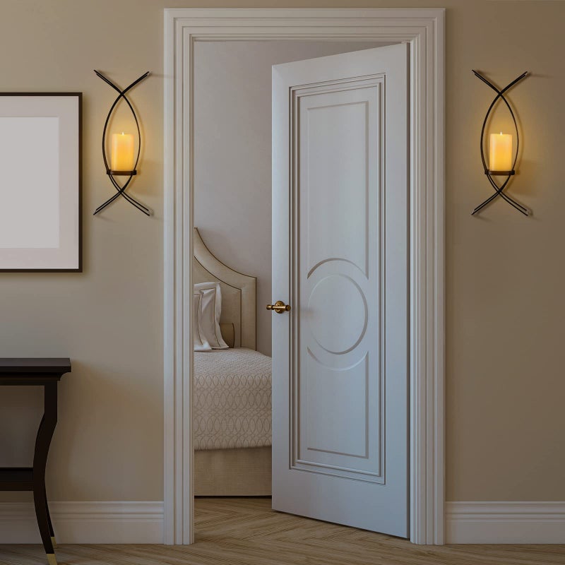 Vesici Candle Sconces Set of Two Metal Wall Candle Holder Wall Mounted Sconces Decorative Iron Holder for Living Room Bedroom Dining Room Decorations(Black) - Image 3