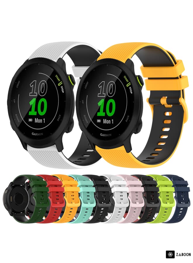 Zaboon Watch Band For Garmin Watch Band Forerunner 55 20mm Checkered Two-Color Silicone - Image 3