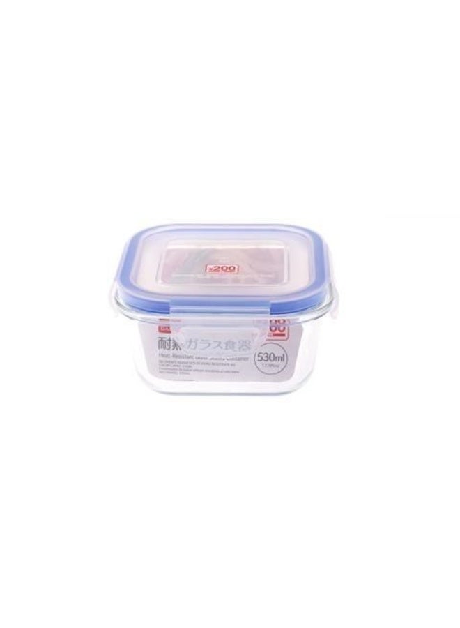 Daiso Microwave-Safe Glass Sealed Food Container, Blue, 530 ml - Image 2