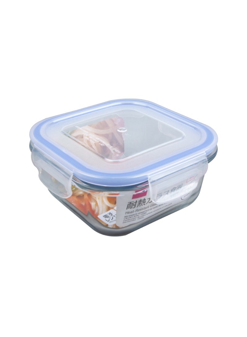 Daiso Microwave-Safe Glass Sealed Food Container, Blue, 530 ml - Image 3