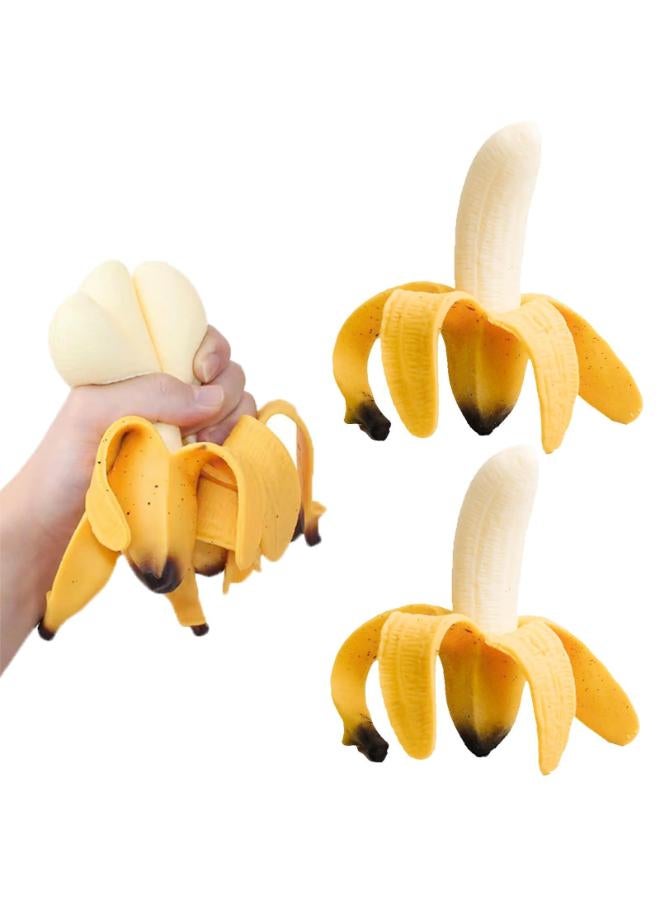 SHEHARUHI 3 Pcs Squishy Banana Toys Simulated Peeling Banana Decompression Toy Stress Relief Simulation Bananas Party Favors for Adults April Fool's Day Satisfying Fruit Toy
