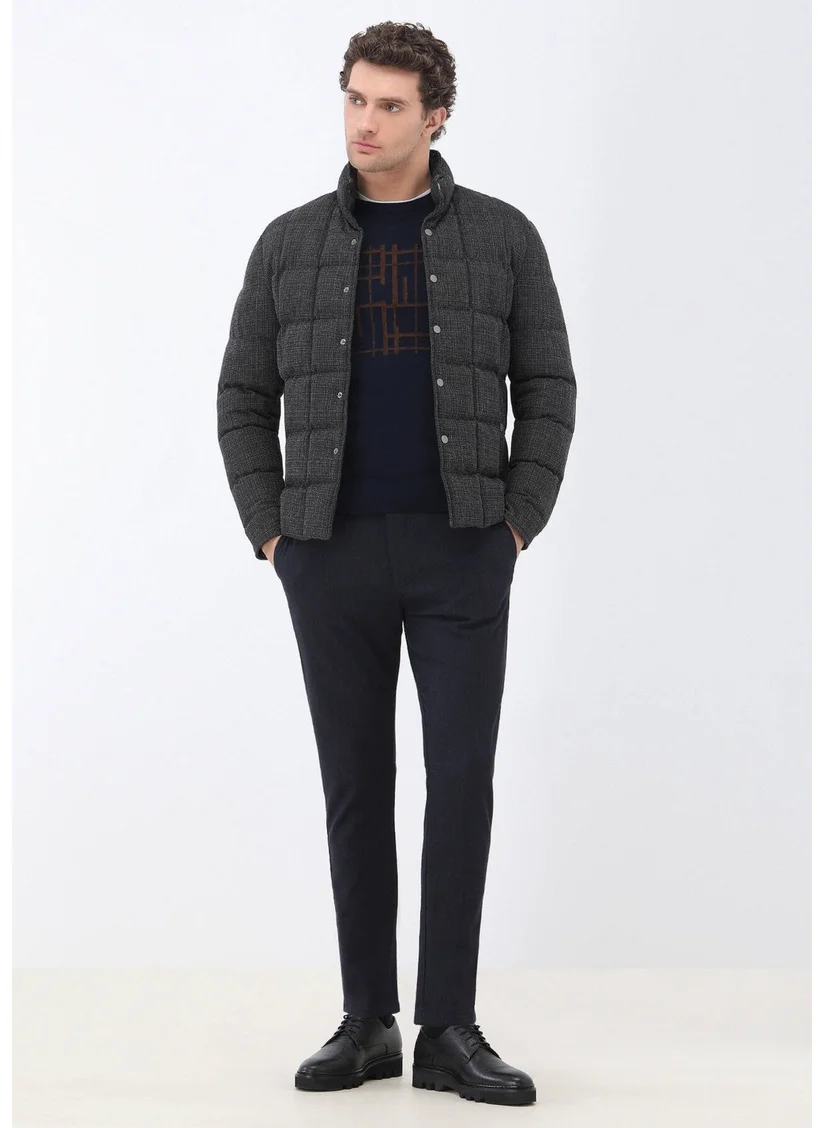 Kip Navy Blue Crew Neck Wool Blend Sweater