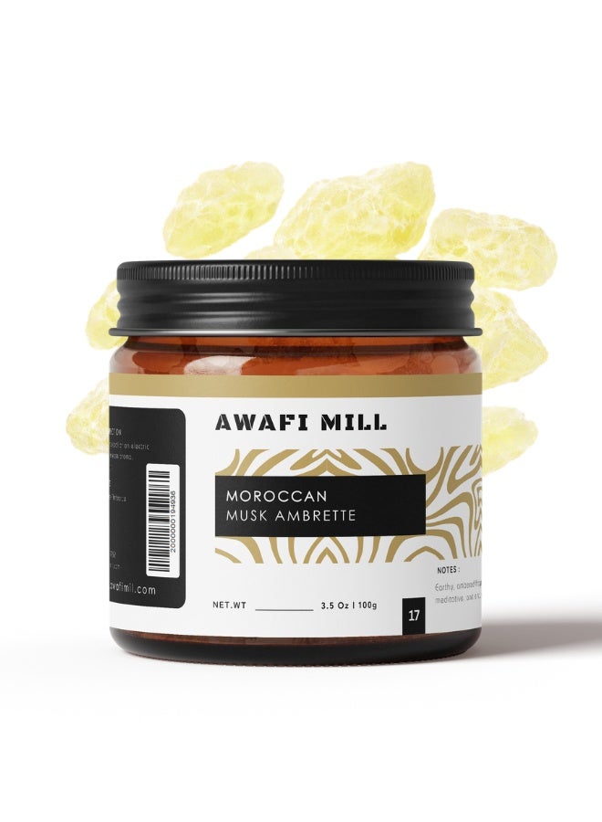 Awafi Mill Musk Ambrette 100g (3.5 oz)  Premium Natural Incense Resin for Aromatic Bliss - Pack Of 5 - Image 1