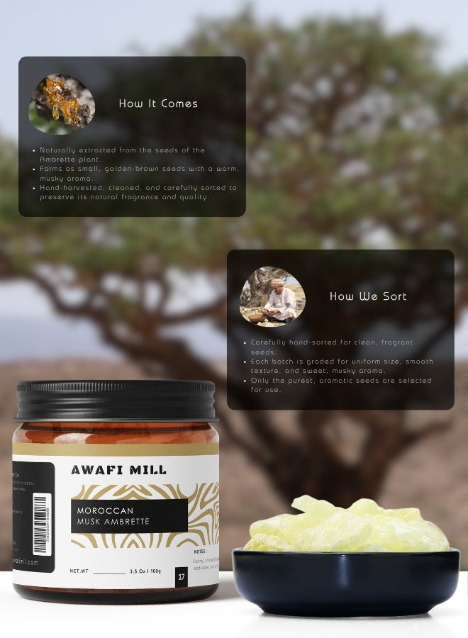 Awafi Mill Musk Ambrette 100g (3.5 oz)  Premium Natural Incense Resin for Aromatic Bliss - Pack Of 5 - Image 4