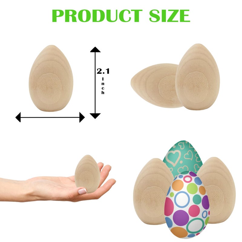 Chochkees Unpainted Wooden Eggs, Natural Wood, Unfinished Craft Wood, 6-Pack, 2.1" Inches (6 Count) - Image 3
