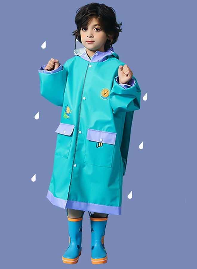 LITTLE SURPRISE BOX Little Surprise Box, Teal Orange Lion knee length raincoat for kids-XXL - Image 2