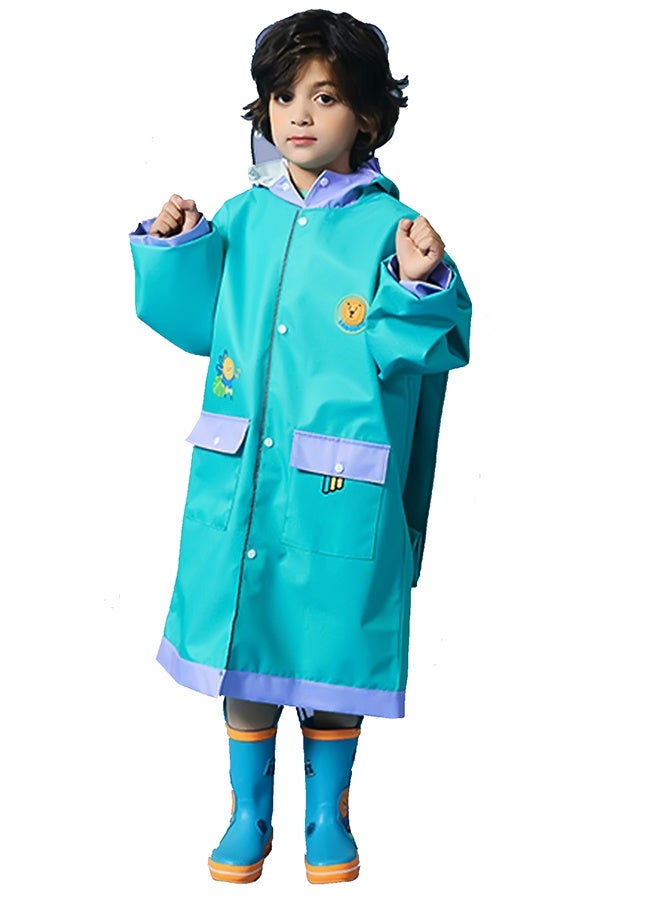 LITTLE SURPRISE BOX Little Surprise Box, Teal Orange Lion knee length raincoat for kids-XXL - Image 1