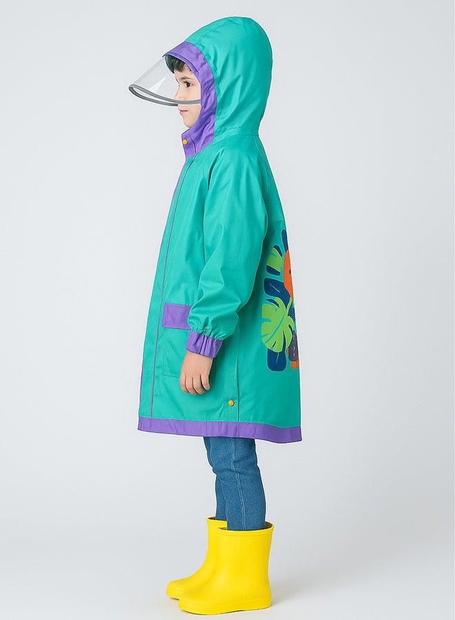LITTLE SURPRISE BOX Little Surprise Box, Teal Orange Lion knee length raincoat for kids-XXL - Image 3