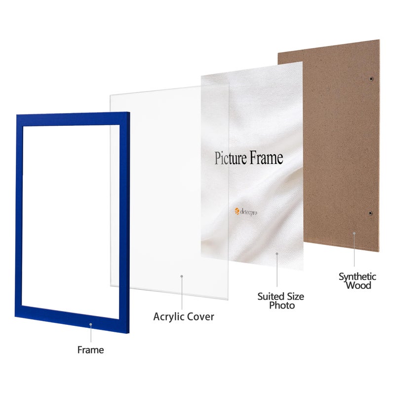 eletecpro 8x10 Picture Frame Display 8x10 Photos on Wall or Tabletop  Made of Engineered Wood and Acrylic  Blue Frame for Easter  Colorful Home Decor - Image 2