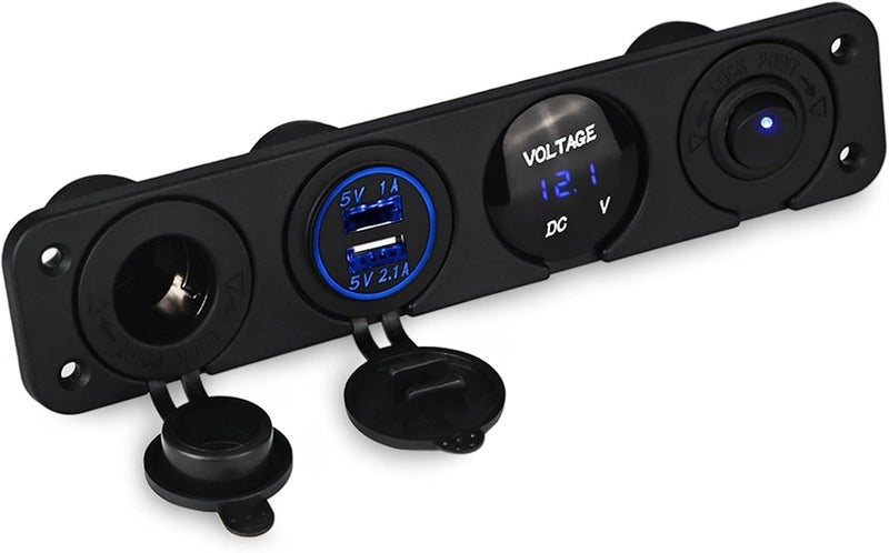 Wivplex 4 Hole Panel Base Dual USB Voltmeter Power Socket - Image 1