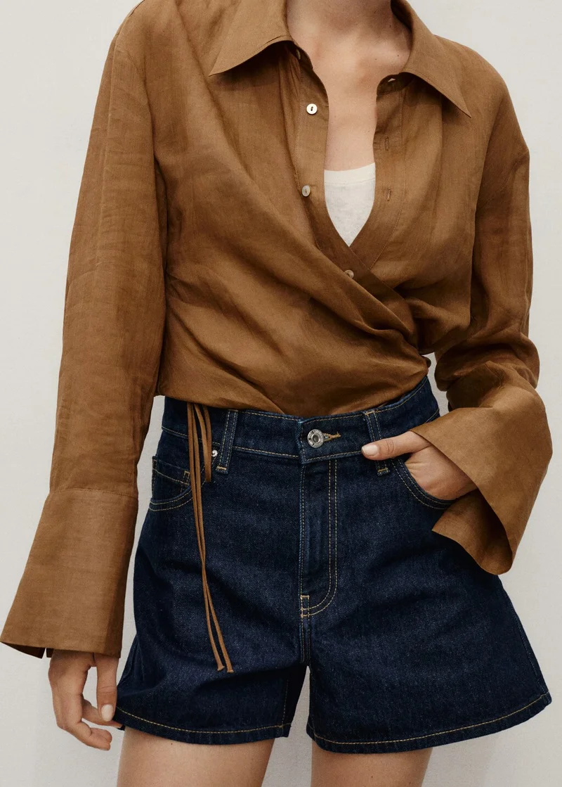 MANGO Casual Straight-Fit Denim Shorts