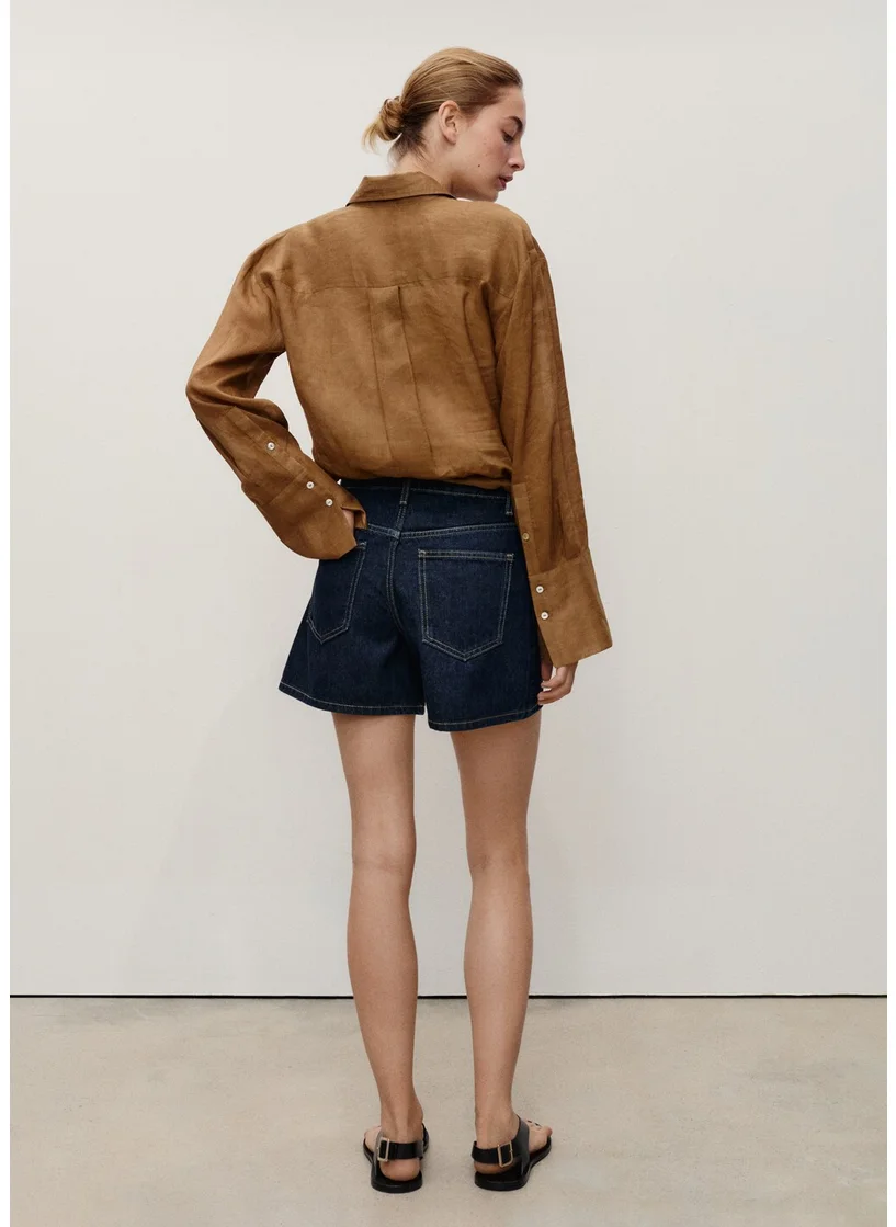 مانجو Casual Straight-Fit Denim Shorts