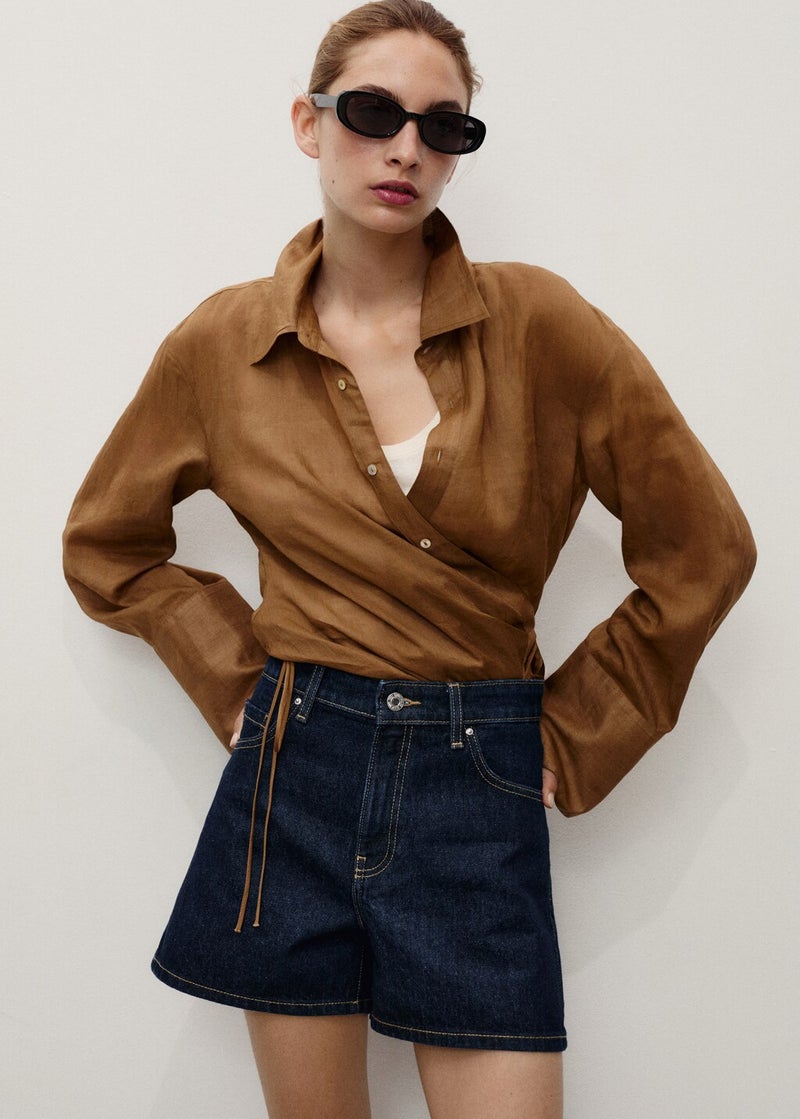MANGO Casual Straight-Fit Denim Shorts - Image 1