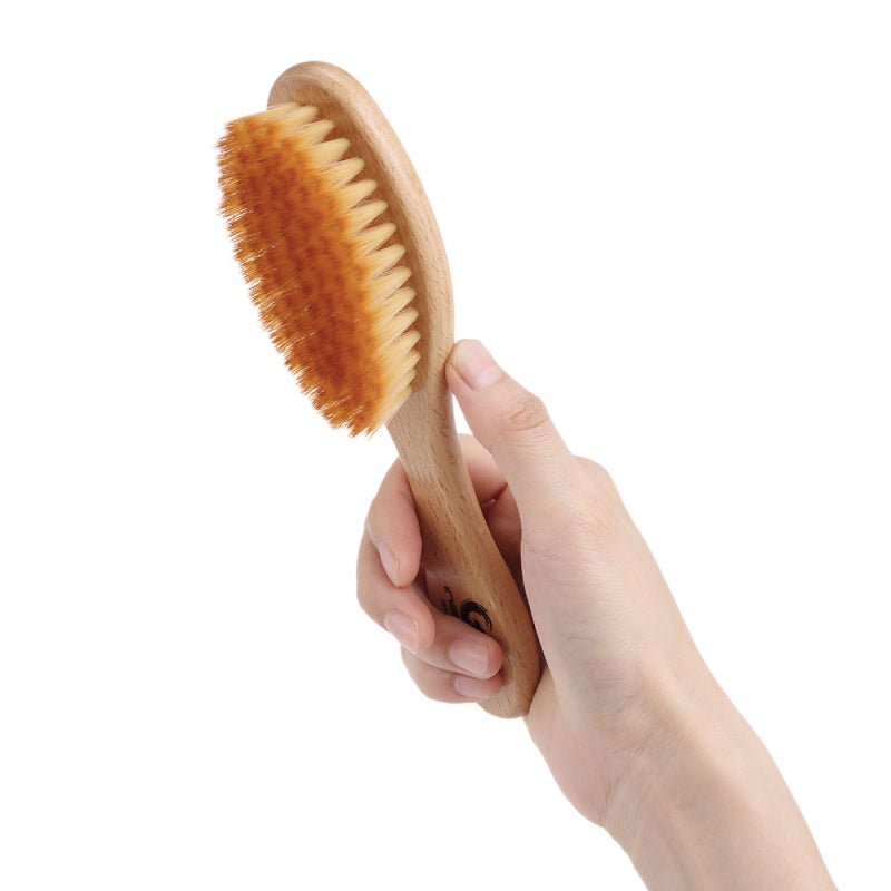 Baby Hair Brush: Ultra Soft Fiber Bristles, Safe Processed Edges, Wooden Handle - Gentle Scalp Massage, Tangle Detangling Hair Tool for Sensitive Baby Hair, Infant Care - Image 5