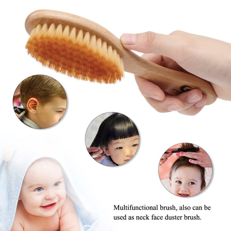 Baby Hair Brush: Ultra Soft Fiber Bristles, Safe Processed Edges, Wooden Handle - Gentle Scalp Massage, Tangle Detangling Hair Tool for Sensitive Baby Hair, Infant Care - Image 3