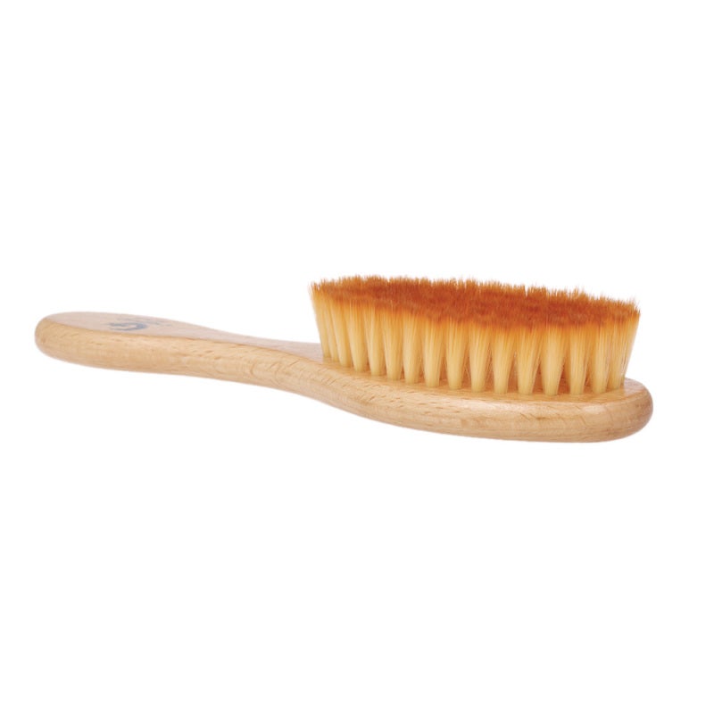 Baby Hair Brush: Ultra Soft Fiber Bristles, Safe Processed Edges, Wooden Handle - Gentle Scalp Massage, Tangle Detangling Hair Tool for Sensitive Baby Hair, Infant Care - Image 1