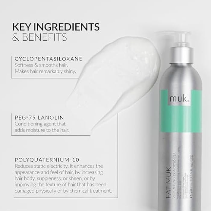 MUK. Fat Volumising Conditioner for Fragile, Fine, Limp Hair - Thickening and Volume Conditioner with Weightless Moisture for Fuller, Stronger Hair with Enhanced Volume and Shine, 300ml - Image 4