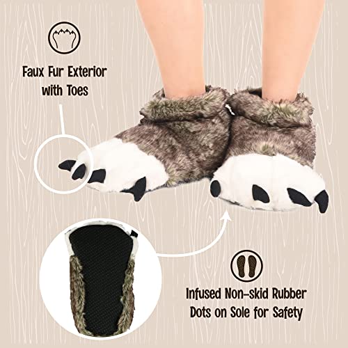 Lazy One Animal Paw Slippers for Kids and Adults, Fun Costume for Kids, Cozy Furry Slippers (Wolf, X-Small) - Image 5
