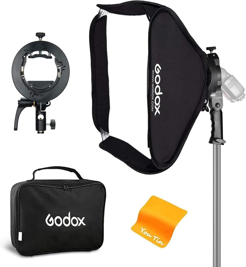 Godox Softbox 32"x32" with S2 S-Type Speedlite Bracket, Bowens Mount Soft Box Kit for V1 AD400Pro AD200Pro AD200 V860II TT685II TT600 TT350 - Image 1