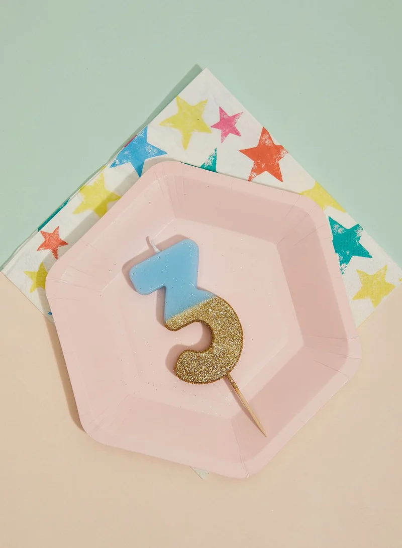 Talking Tables We Heart Birthdays Glitter Number Candle 3