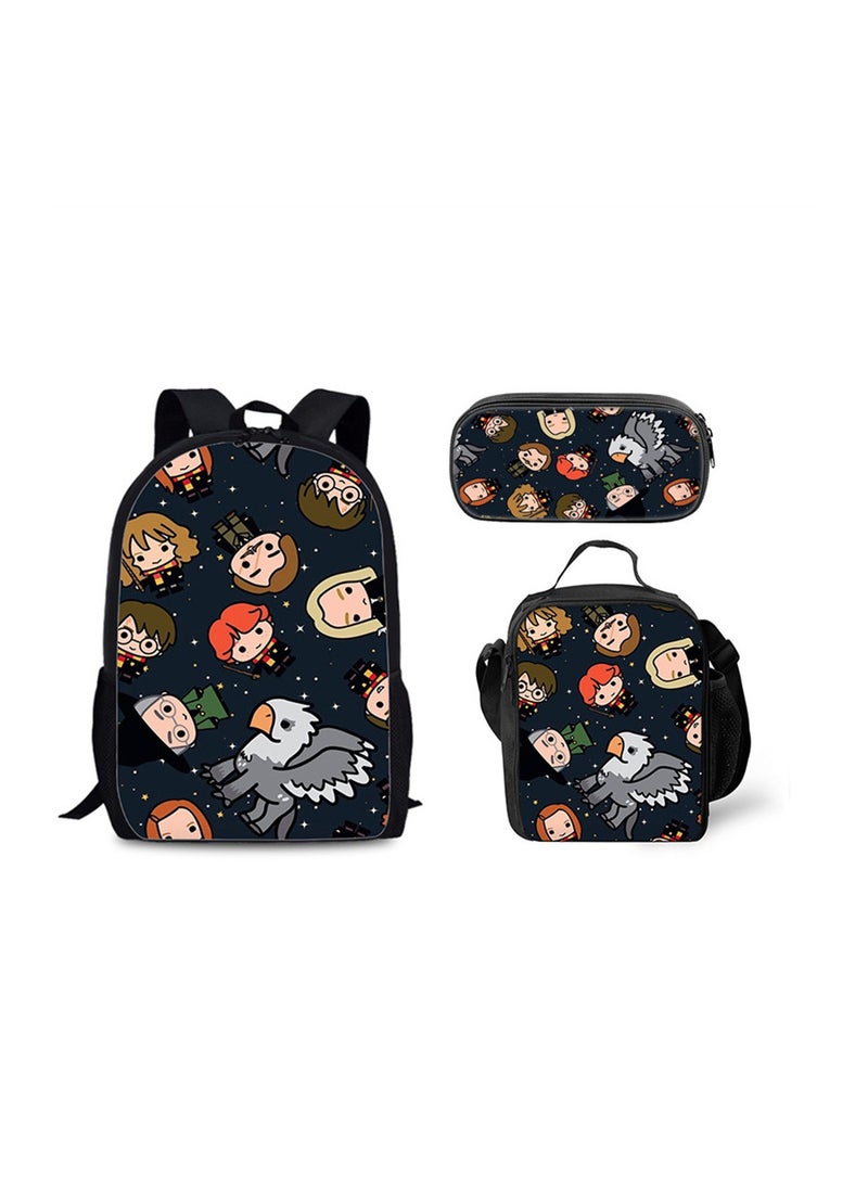 Generic Harry Potter Children Backpack Daypack Schoolbag Teen Boys School Book bag with Lunch Box Pen Case 3 in 1 