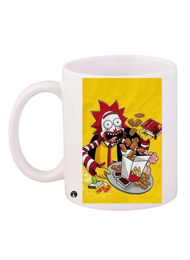Rick And Morty Printed Coffee Mug White/Yellow/Red 11ounce