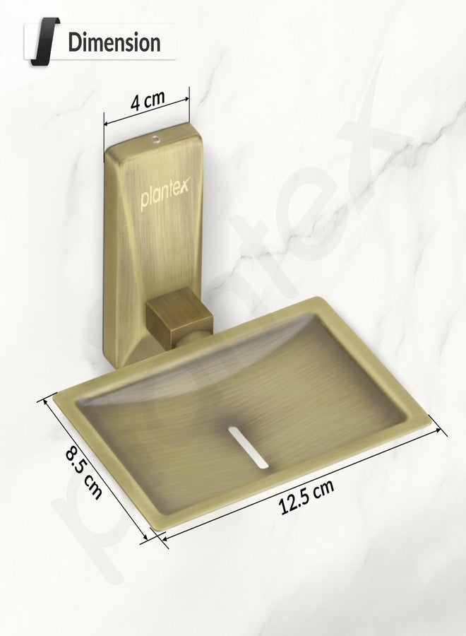 Plantex 304 Grade Stainless Steel Single Soap Dish/Soap Stand/Soap Case/Soap Storage for Bathroom - Crystal (Brass Antique) - Image 4