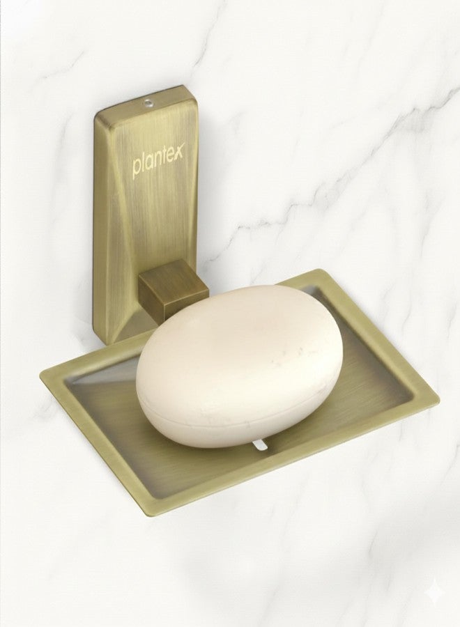 Plantex 304 Grade Stainless Steel Single Soap Dish/Soap Stand/Soap Case/Soap Storage for Bathroom - Crystal (Brass Antique) - Image 1