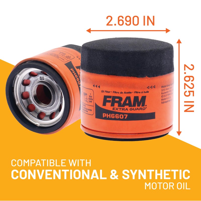 FRAM EG+ PH6607P, 10K Mile Change Automotive Replacement Interval Spin-On Engine Oil Filter for Select Vehicle Models - Image 2