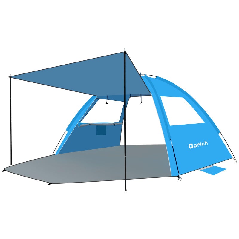 Gorich Beach Tent with Canopy - Easy Setup 3-4/5-6/7-8 Person Portable Sun Shelter, UPF 50+ UV Protection Sun Shade, Lightweight & Compact Beach Cabana for Family Travel - Image 1