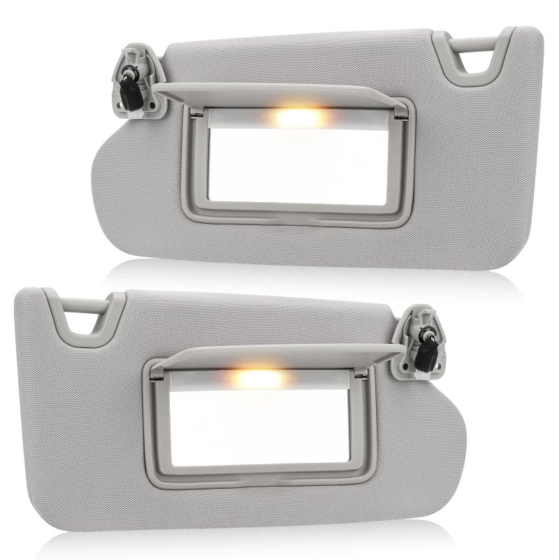 Driver Passenger Sun Visor for Nissan Altima 2013 2014 2015 2016 2017 2018 with Light Replace 964013TA2A Gray
