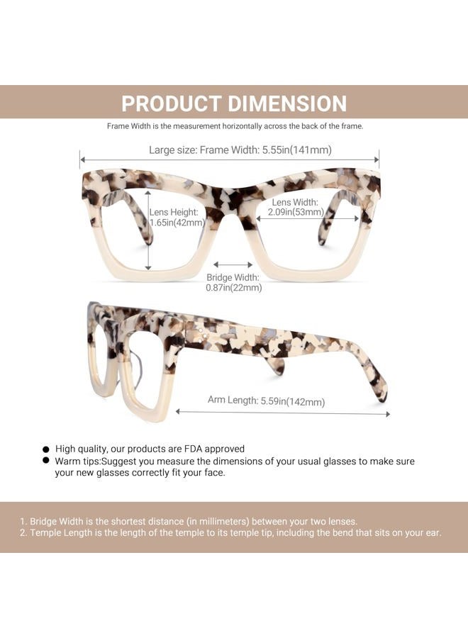Vooglam Rectangle Eyeglasses for Women with Non-prescription Clear Lens Sienna Light Tortoise GWA035804-01, Light Tortoise, L - Image 4