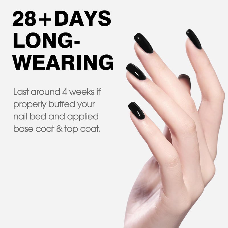 CANNI Black Gel Nail Polish, 1Pcs Pure Black Color High Gloss Soak Off UV Gel Polish Nail French Manicure Salon DIY - Image 3